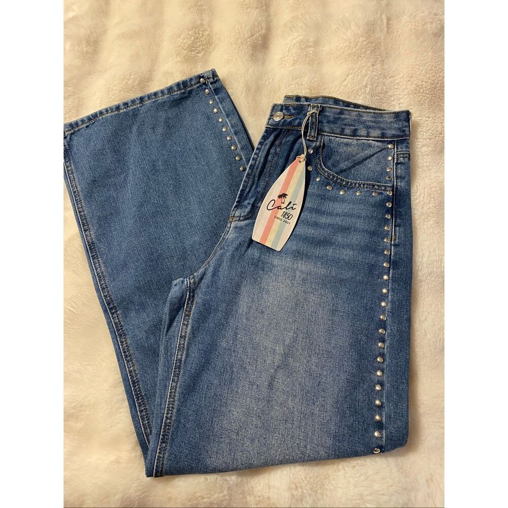 Cali 1850 High Rise Studded Bootcut Jeans Dark Wash Western size 11